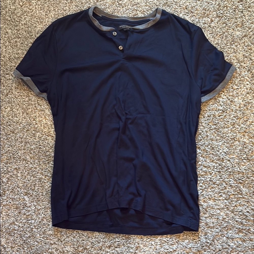 Banana Republic Navy Short Sleeved Henley Tee